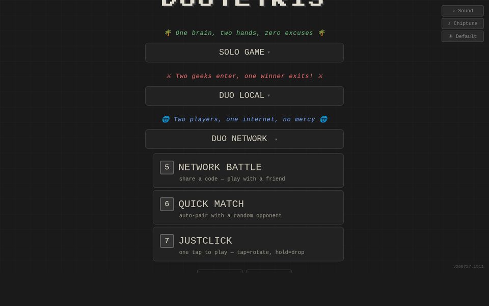 DuoTetris — two-player battle Tetris